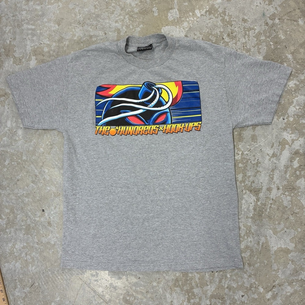 The Hundreds x Hook-Ups Adam Bomb Red Eyes T-Shirt Gray Mens Large 2013